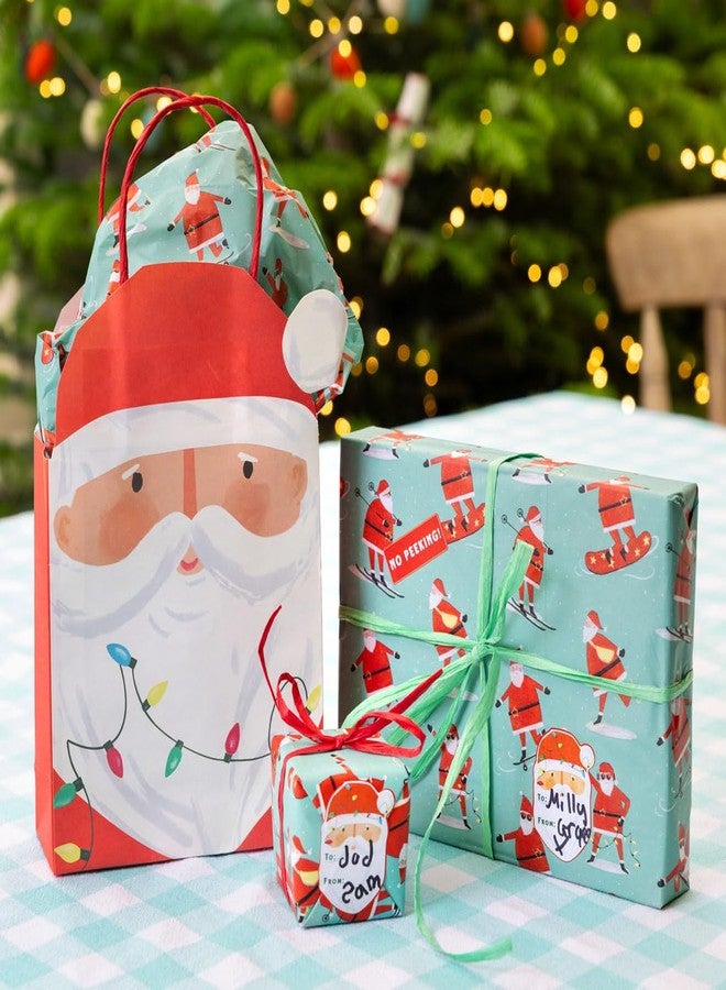 Talking Tables 8 x Santa Shaped Paper Gift Bags for Presents Gifts Christmas Stock Filler Xmas Party Favor Goodie Treat Bag with Handles 11 in × 6 Inch - Image 3