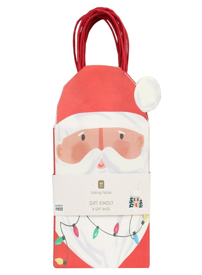 Talking Tables 8 x Santa Shaped Paper Gift Bags for Presents Gifts Christmas Stock Filler Xmas Party Favor Goodie Treat Bag with Handles 11 in × 6 Inch - Image 2