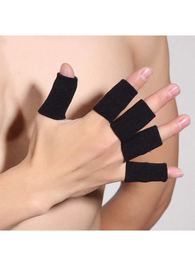 serveuttam 10 pieces Summer Finger Sleeves Sport Elastic Arthritis Trigger Braces Knuckle Compression Protector Prevent Calluses (Black) - Image 2