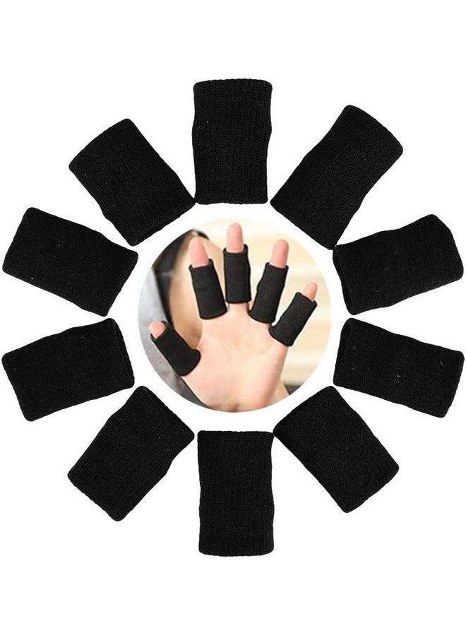 serveuttam 10 pieces Summer Finger Sleeves Sport Elastic Arthritis Trigger Braces Knuckle Compression Protector Prevent Calluses (Black) - Image 1