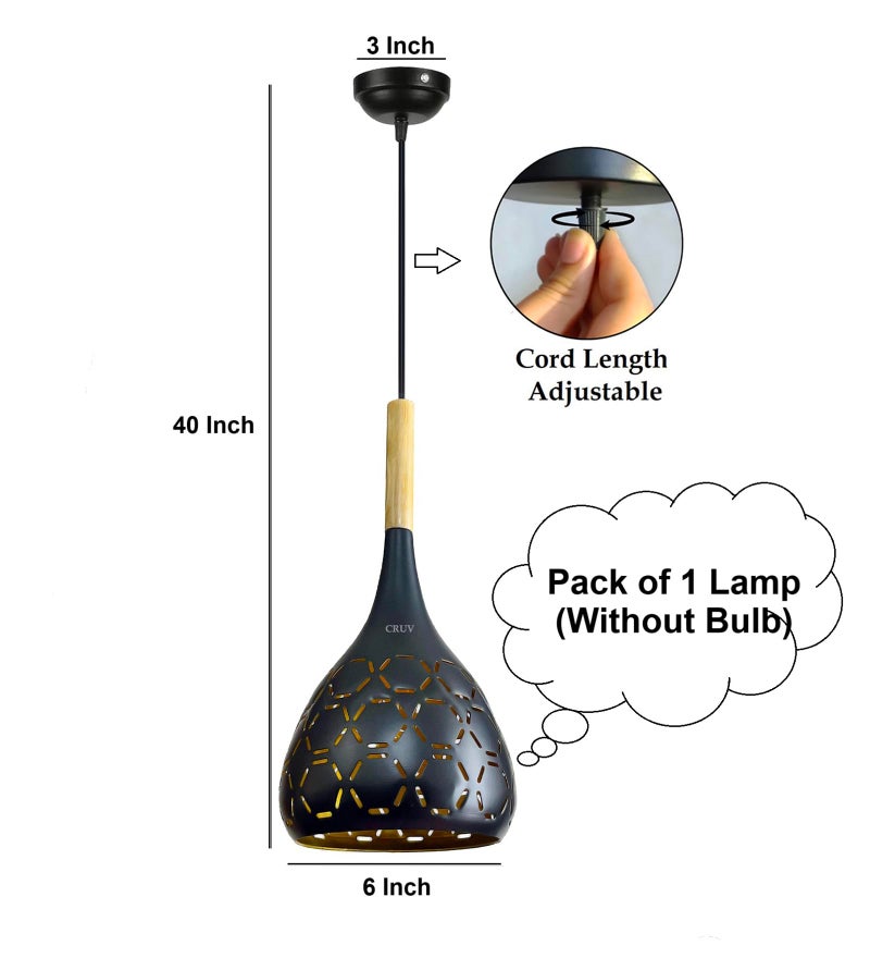 Cruv Aluminum Hanging Lights, Pendant Lamps, Bedroom Hanging Lamps and Living Room Lights (Black Pack of 2). - Image 3