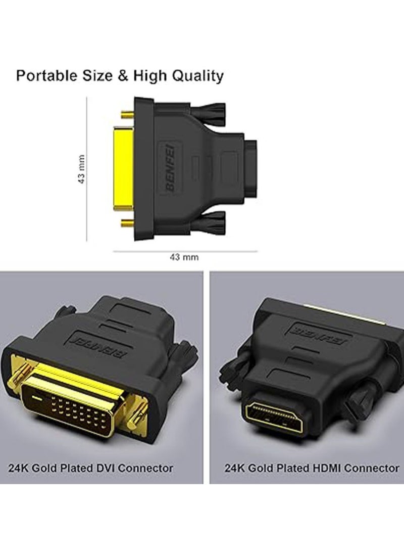 جنرال محول DVI إلى HDMI، 2 قطعة محولات ثنائية الاتجاه HDMI إلى DVI-D مع موصلات مطلية بالذهب.  - Image 5