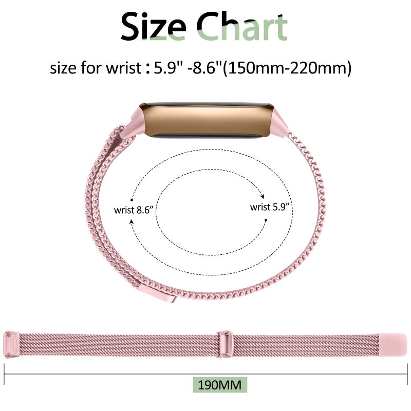 Vanjua Metal Band Compatible with Fitbit Luxe Bands, Stainless Steel Mesh Loop Adjustable Wristband Replacement Strap for Fitbit Luxe/Luxe Special Edition Fitness Tracker Women Men (Rose Pink) - Image 3