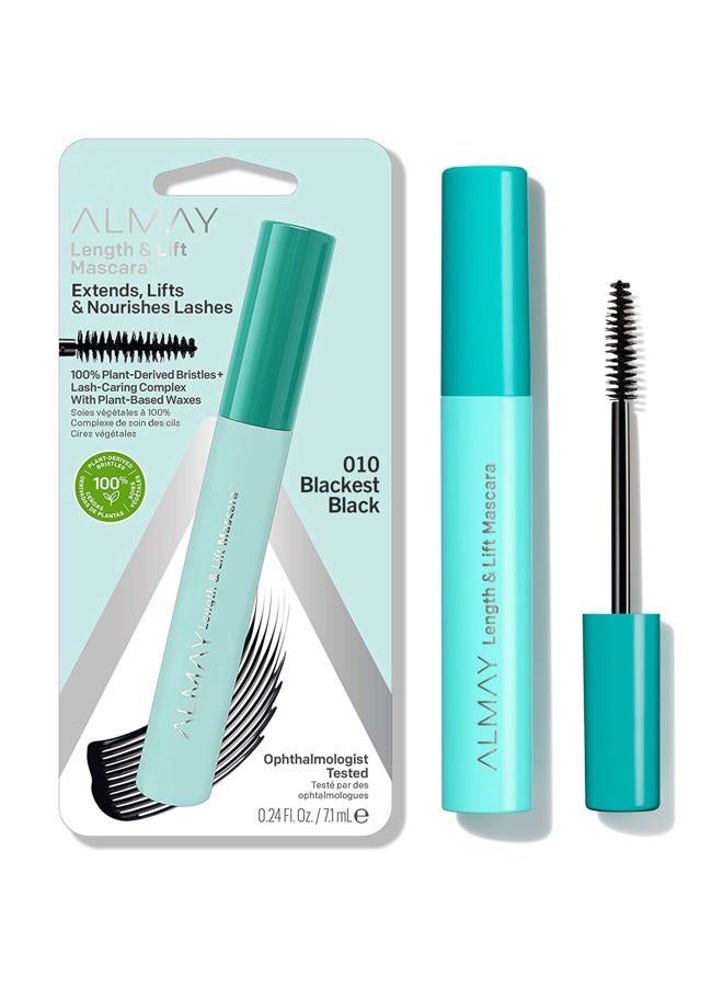 Almay مسكرة تطويل، حجم ورفع، مكياج عيون، مضادة للحساسية وخالية من العطور، 010 أسود داكن، 0.24 أونصة سائلة. - Image 1