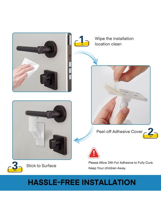 أف واي واي قفل مقبض باب FYY المقاوم للأطفال - عبوة من قطعتين من أقفال الأبواب المقاومة للأطفال، قفل مقبض الباب اللاصق 3M يمنع الأطفال الصغار من فتح الأبواب، أقفال خزانة قابلة للتعديل، منتجات سلامة الأطفال - Image 2