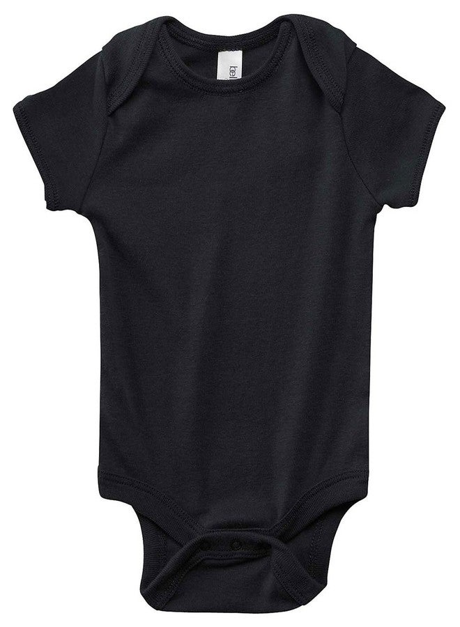 Bella Canvas Short-Sleeve Baby Rib One-Piece (B100) Black, 3-6 Months