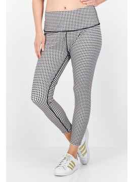 Women Checkered Leggings, Black Combo