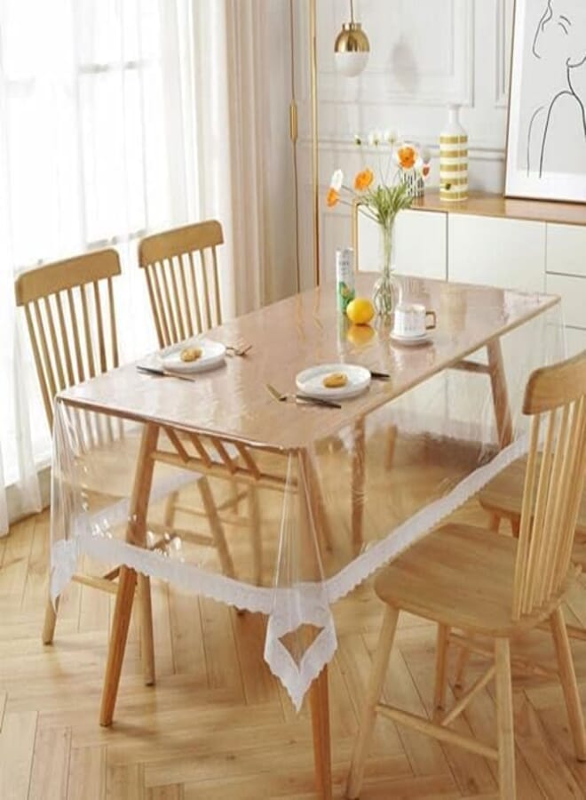 Waterproof Plastic Rectangle Tablecloth - 152X203X0.01CM - Clear