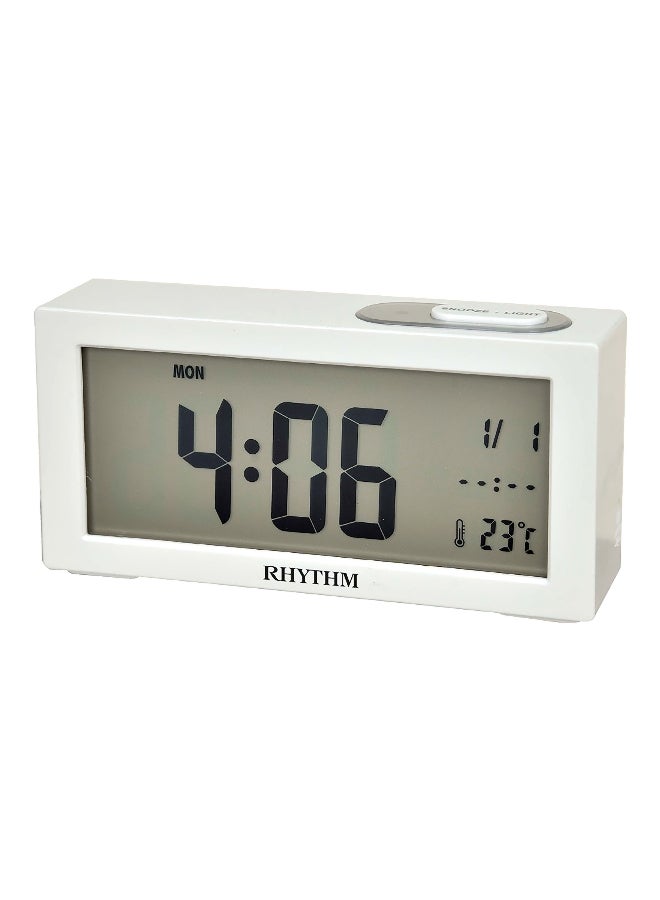 LED Light Digital Display Alarm Clock White and Grey 7.6 x 15 x 4 cm