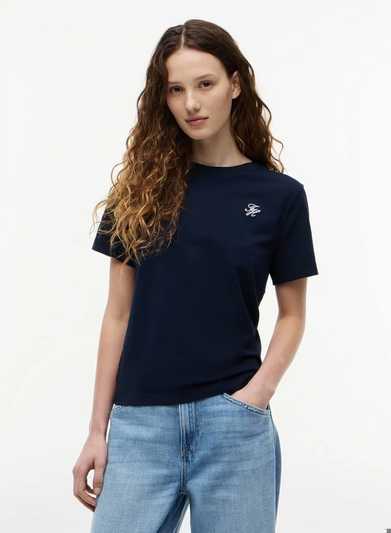 Logo Embroidery Crew Neck T-Shirt