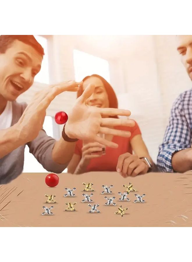 22PCS Vintage Metal Jacks Game Set Outdoor Play Tossing Catching Retro Toys - Image 4