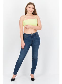 Aria Cove Women Square Neck Sleeveless Plain Crop Top, Lime  - Image 4