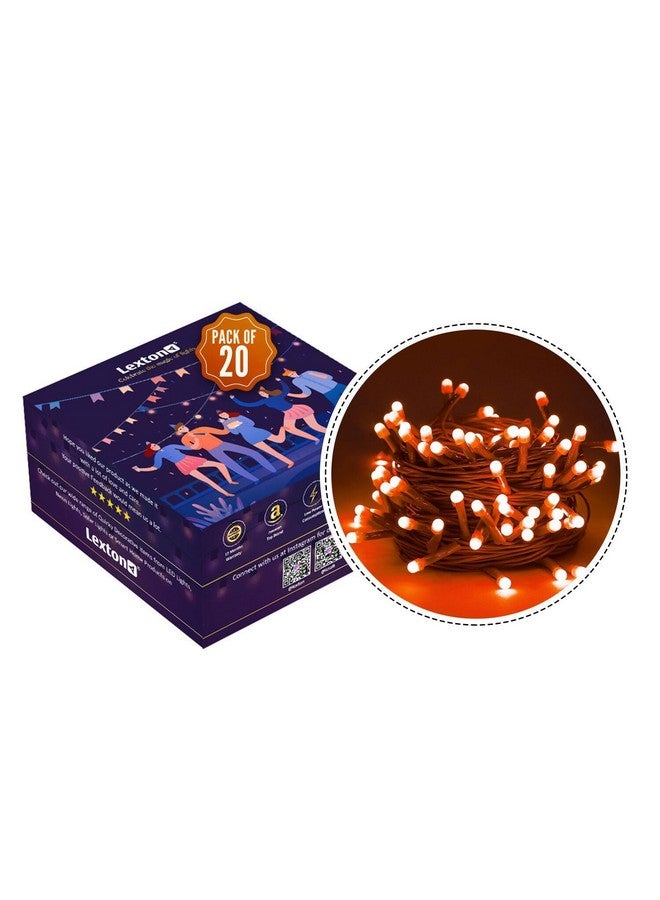 Lexton 40 LED Power Pixel Serial String/Fairy Light | Plug Sourced | Suitable for Home & Outdoor Decoration, Diwali, Christmas, Ramadan, Wedding, Party, Festival (Pack of 20, Orange) - Image 2