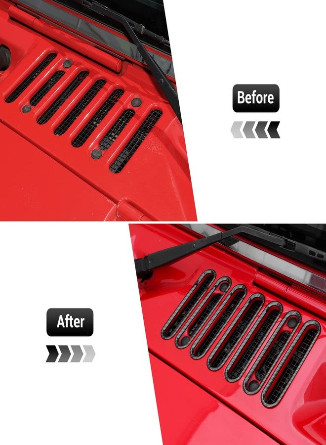 SQQP Carbon Fiber Hood Vent Cover Cowl Panel Vent Cover Trim, ABS Exterior Accessories for 2007-2018 Jeep Wrangler JK JKU 2/4-Door - Image 2