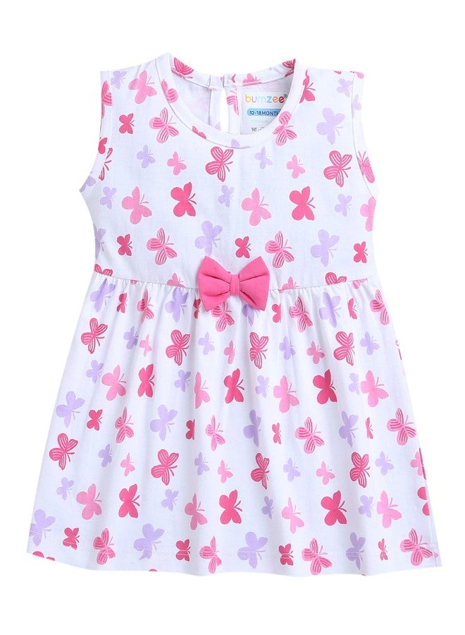 BUMZEE White Girls Sleeveless Frock Age - 6-12 Months (Peb9174C-wht) - Image 1
