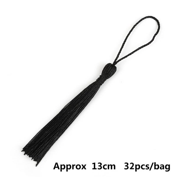 Polyester silk tassel hanging ring small tassel high-grade ice silk tassel pendant earrings accessories diy jewelry accessories Black 32/bag