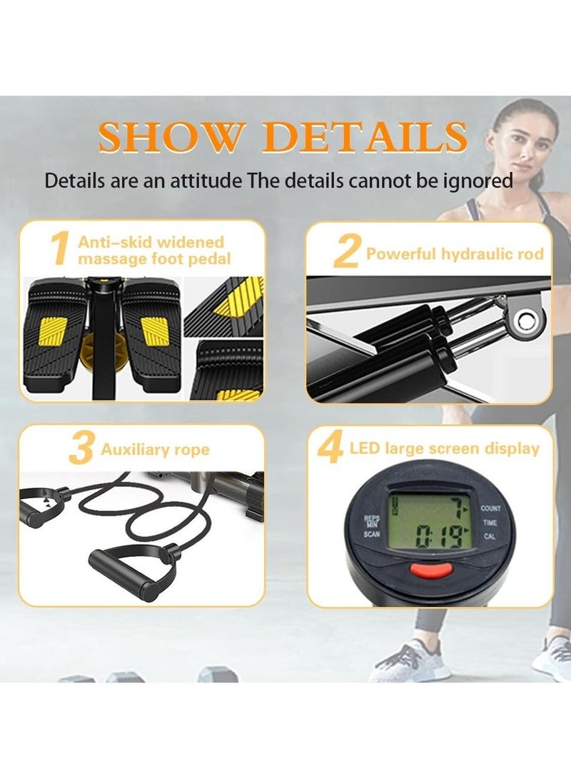 والالا جهاز ستيبرز للياقة البدنية مع شاشة عرض هادئة للياقة البدنية مع أشرطة مقاومة وسعة وزن 150 كجم، طريقتان للاستخدام لتدريب الجسم بالكامل - Image 4