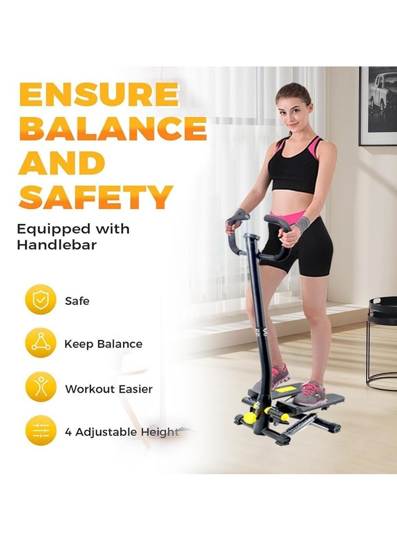 والالا جهاز ستيبرز للياقة البدنية مع شاشة عرض هادئة للياقة البدنية مع أشرطة مقاومة وسعة وزن 150 كجم، طريقتان للاستخدام لتدريب الجسم بالكامل - Image 2