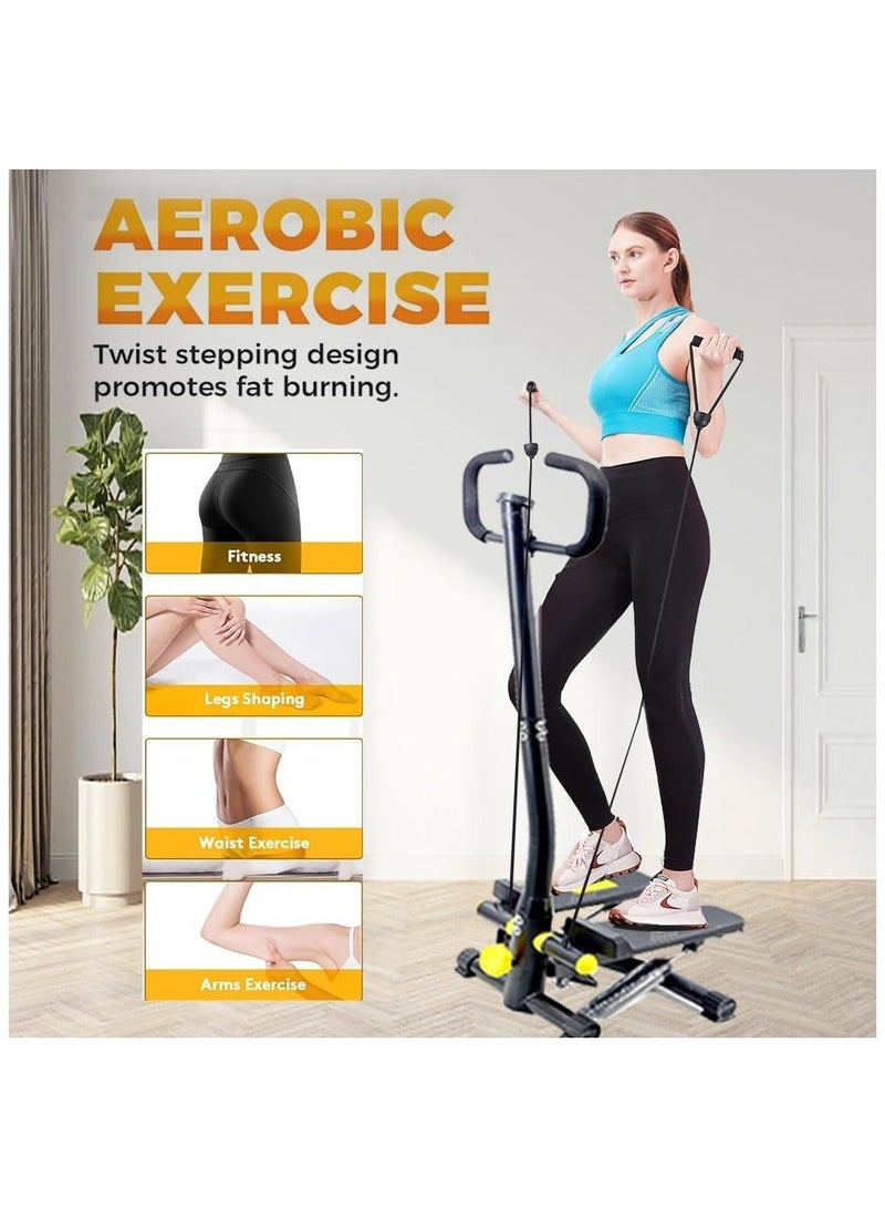 والالا جهاز ستيبرز للياقة البدنية مع شاشة عرض هادئة للياقة البدنية مع أشرطة مقاومة وسعة وزن 150 كجم، طريقتان للاستخدام لتدريب الجسم بالكامل - Image 3