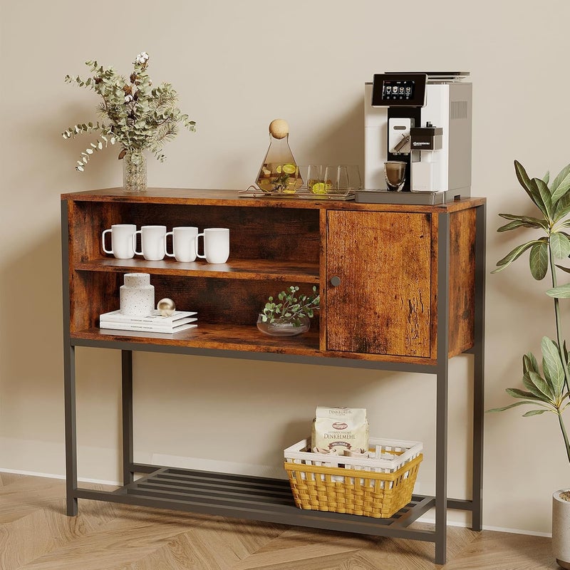 Coffee Corner with Storage, Buffet Cabinet Kitchen Sideboard, Console Table for Kitchen Dinning Room Living Room Hallway Entrance 100 * 30 * 80cm (Brown 100 * 30cm) - Image 1