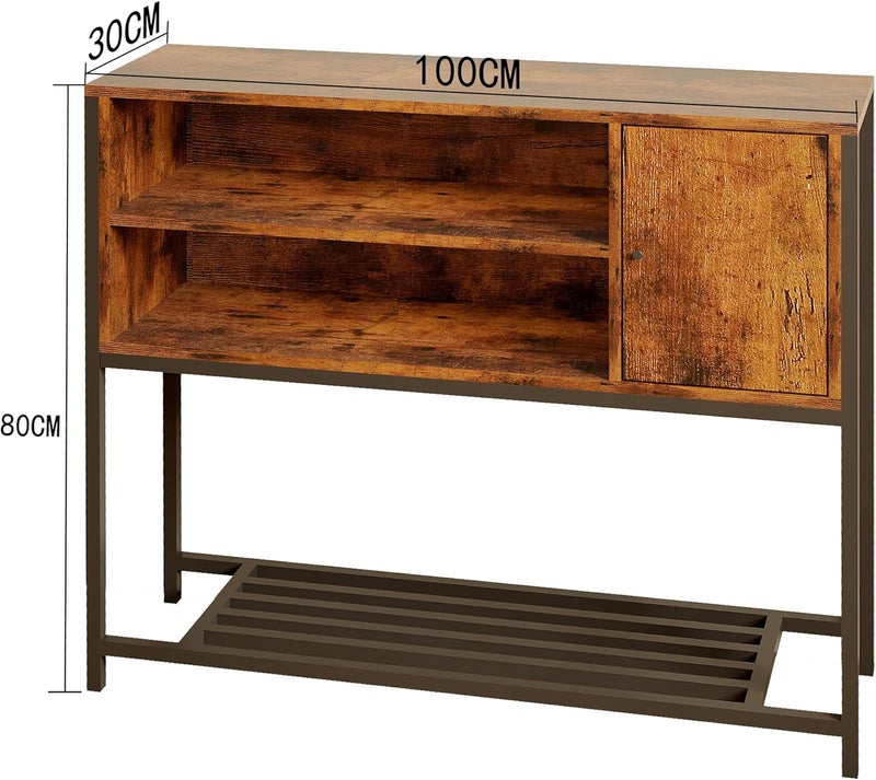Coffee Corner with Storage, Buffet Cabinet Kitchen Sideboard, Console Table for Kitchen Dinning Room Living Room Hallway Entrance 100 * 30 * 80cm (Brown 100 * 30cm) - Image 2