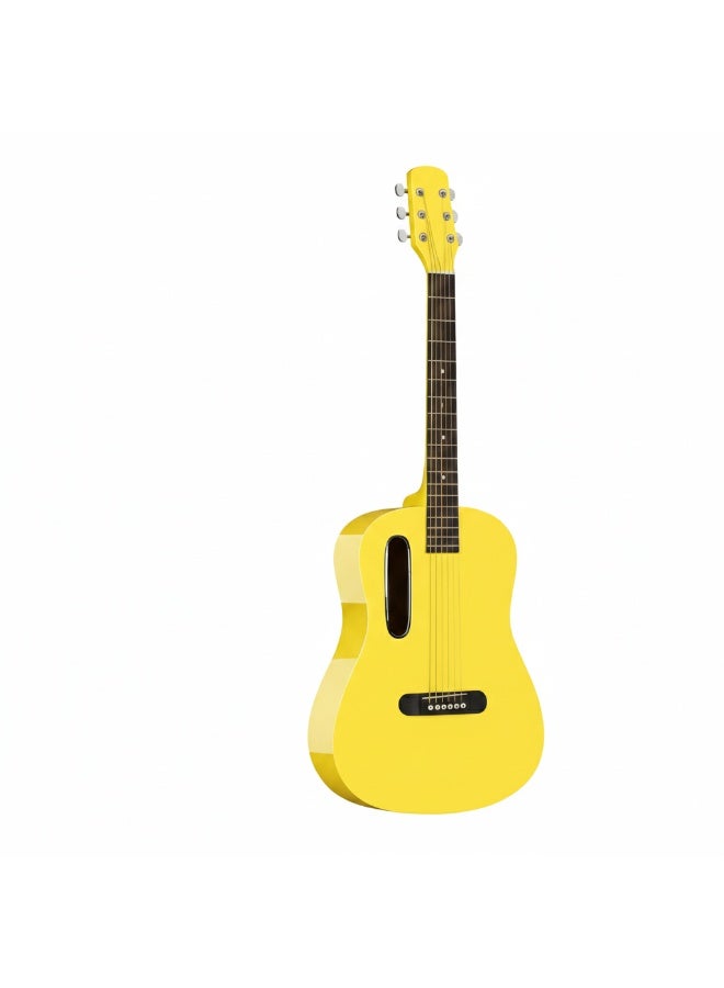 Megarya GS-X1 Signature Series Portable Guitar – Premium African Tonewood Travel Acoustic Guitar with Rich Sound & Compact Design In Yellow Finish With Bag - Image 3