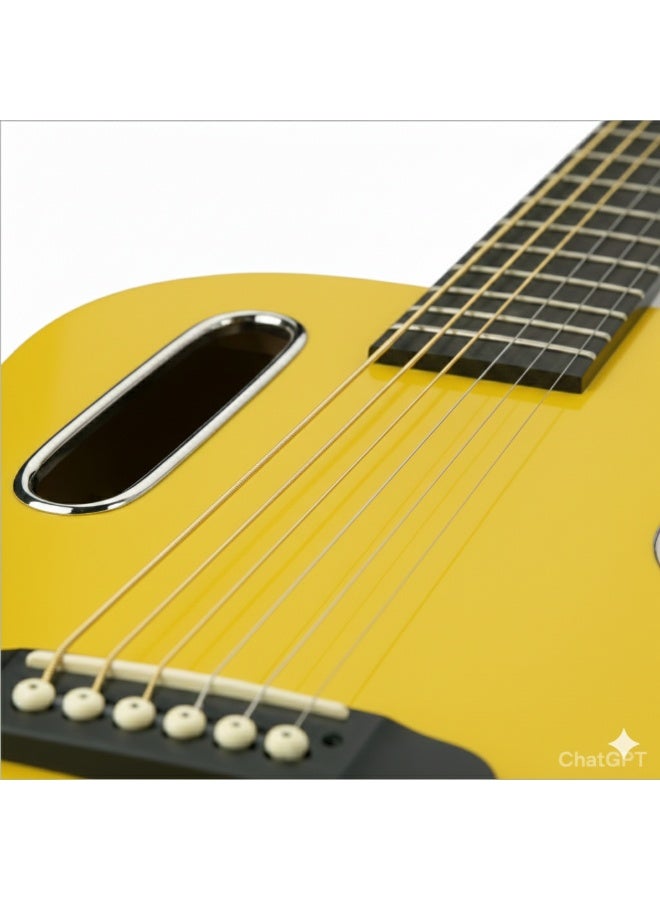 Megarya GS-X1 Signature Series Portable Guitar – Premium African Tonewood Travel Acoustic Guitar with Rich Sound & Compact Design In Yellow Finish With Bag - Image 5