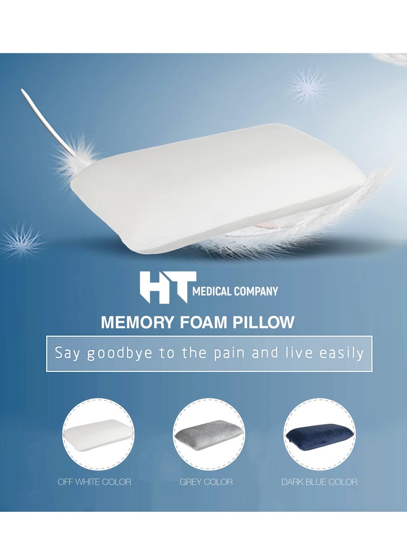 HT A medical sleeping pillow made of high-quality German memory, a classic hotel pillow for complete comfort while sleeping in different positions, dark blue color - Image 3