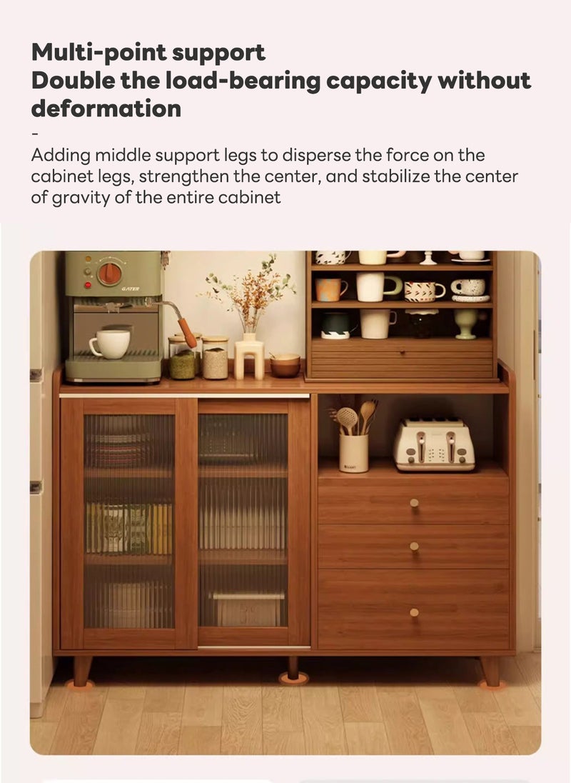 Sharpdo Coffee Corner Kitchen Side Cabinet with Drawers and Sliding Doors, Large Storage Capacity Kitchen Cabinet,Suitable for Kitchen, Living Room, Dining Room,Bedroom 100*36*93CM  - Image 3