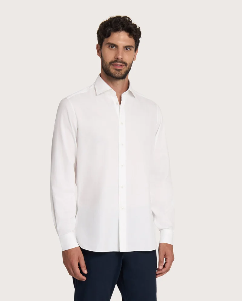 كاميتشسما Trendy White Slim Comfort Dobby Shirt