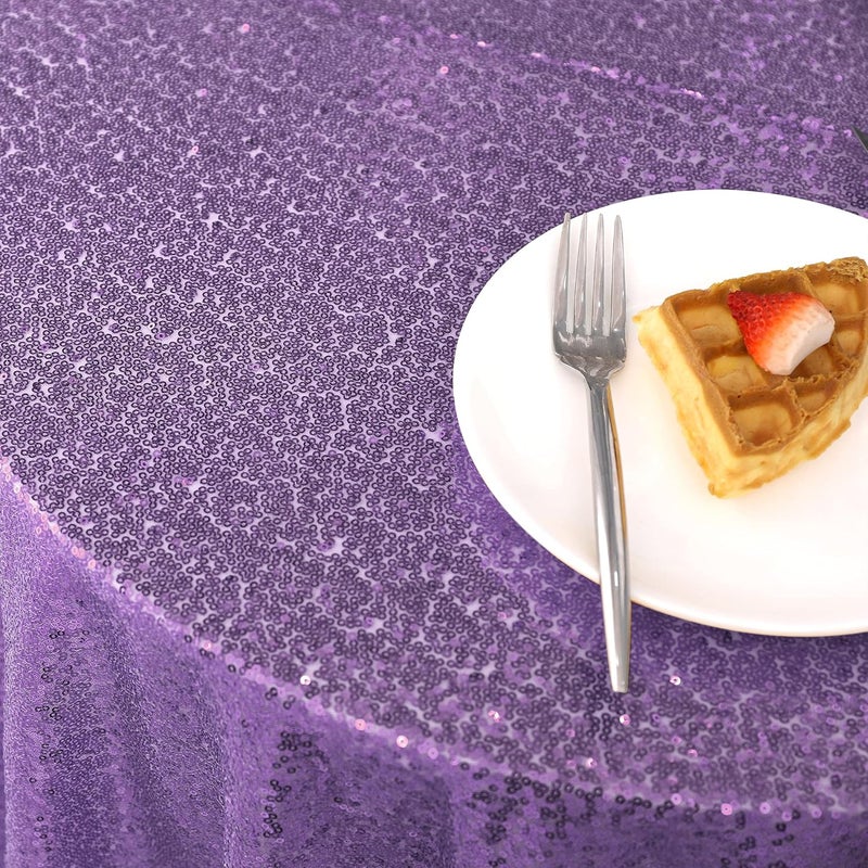 nanbowang Sequin Tablecloth - Light Purple Table Cloths for Parties Rectangular Table Cover Overlay Sequin Fabric Table Linens Birthday/Baby Shower/Tea Party Decor - Image 2