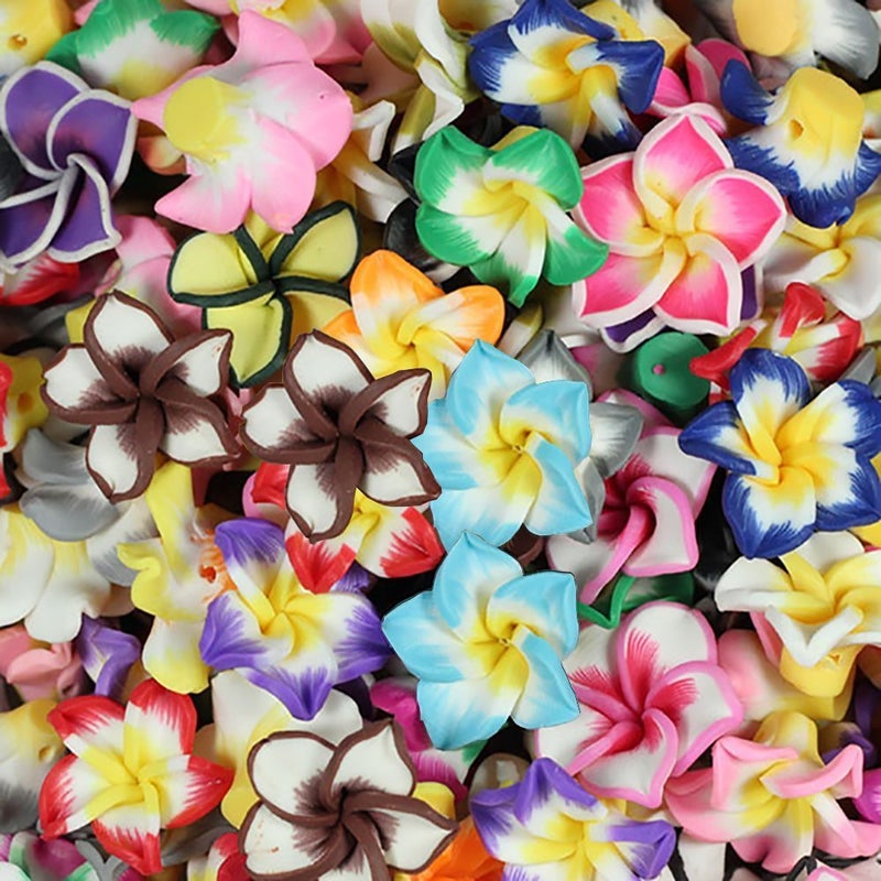 RUBYCA Mix Polymer Fimo Clay 5Leaves Flower Spacer Loose Beads 15mm for DIY Jewelry Making 200pcs