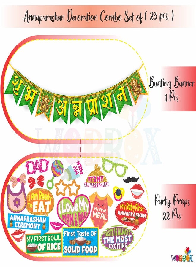 Wobbox Annaprashan Props, Subh Annaprashan Banner, Annaprashan Decoration Kit (25 Pc) (FP4426) - Image 1