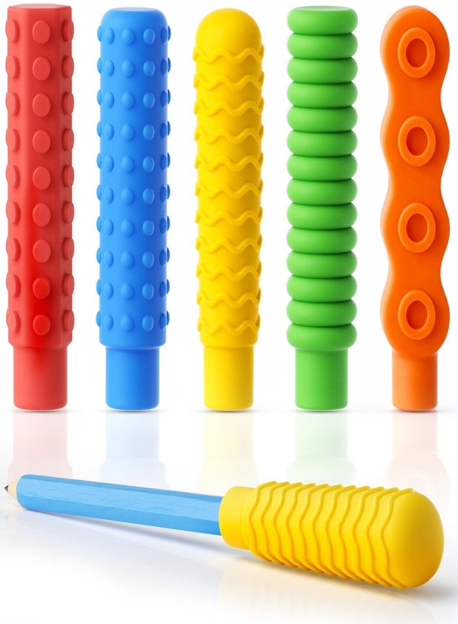 ELETIUO 5-Pack Chewable Pencil Toppers for Sensory Kids,Silicone Pencil Top Covers for Autism, ADHD,SPD or Special Oral Motor Needs,Chewing Stim Tools Fidget Aid Focus for Student,Boys and Girls - Image 1