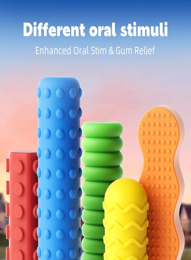 ELETIUO 5-Pack Chewable Pencil Toppers for Sensory Kids,Silicone Pencil Top Covers for Autism, ADHD,SPD or Special Oral Motor Needs,Chewing Stim Tools Fidget Aid Focus for Student,Boys and Girls - Image 2