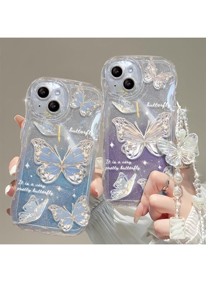 IPhone 16 Pro Case Cover with Glitter Pearl Bracelet Chain Strap, Phone Jewellery Case Cute Bear Design Glitter Pearl Woman Case for iPhone 16 Pro - Image 5