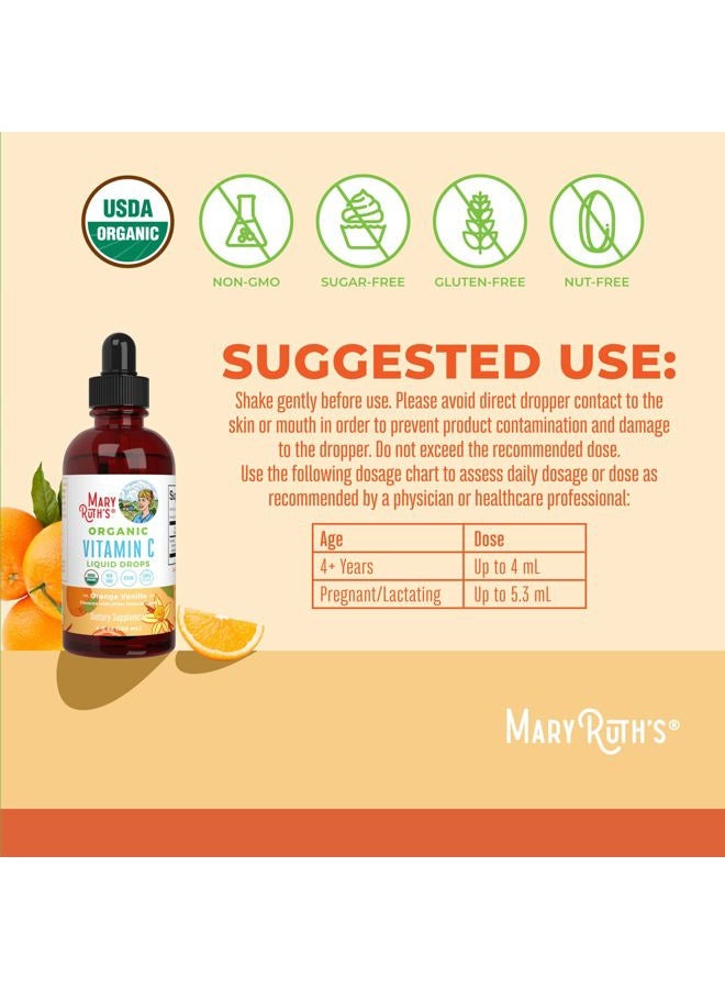 MaryRuth Organics Organic Vitamin C Supplement | Liquid Vitamin C Liquid Drops for Adults & Kids | Immune Support Supplement for Overall Health | Vegan | Non-GMO | Gluten Free | 4 Fl Oz  - Image 3
