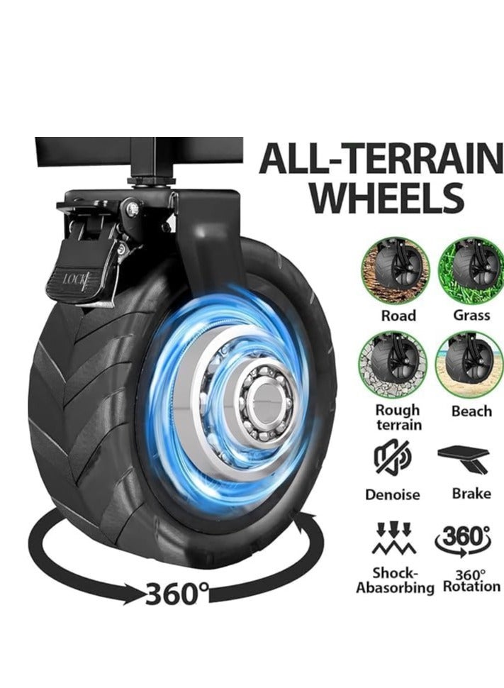 𝐅𝐅𝐃 Heavy Duty Foldable Wagon Cart 110L - All-Terrain Collapsible Utility Cart 220lbs Capacity w/Beach Wheels, Drink Holders - Garden, Beach, Shopping, Pets - Image 3