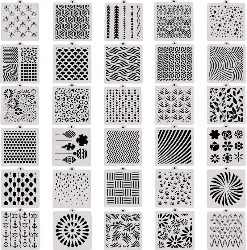Jubilant 30 Pieces Cookie Stencil 51 x 55 Inch Cakes Baking Templates Floral Leaf Cake Stencil for DIY Craft Wedding Birthday Party