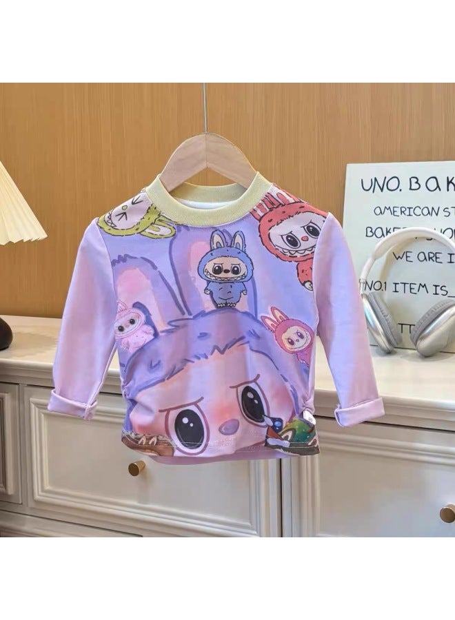 Korean Style Cute Long-sleeve Top With Raglan Color-blocking Versatile Uni T-shirt Sweet Style Trendy Personality