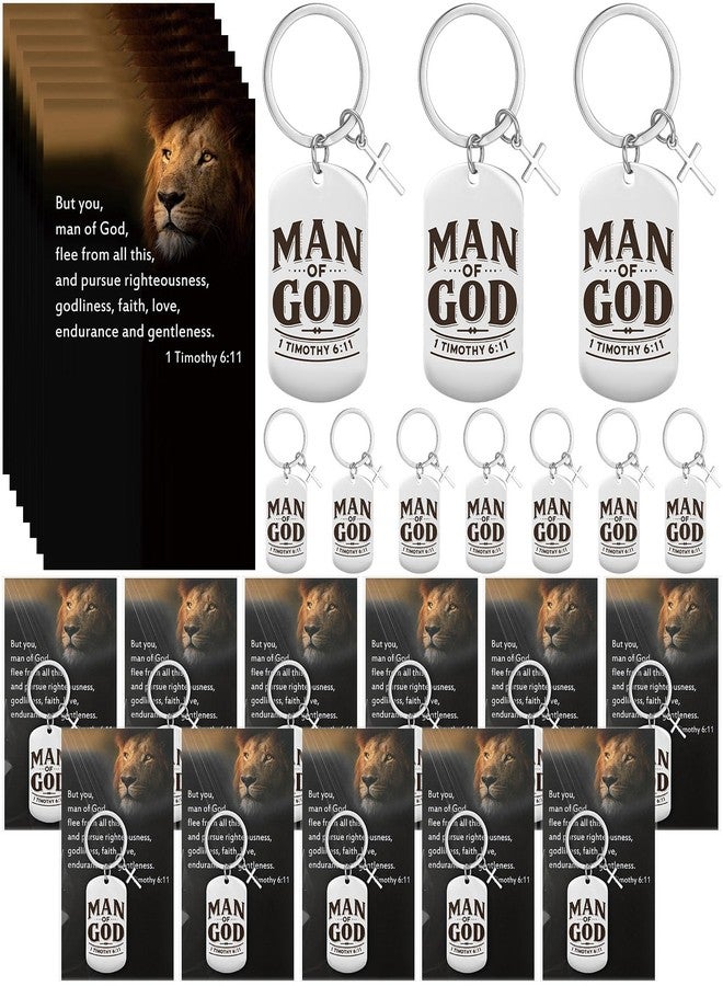 Aurelema 20 Sets Man of God Keychains Christian Religious Gift Bulk Christmas Appreciation Gifts for Men Father Church - Image 1