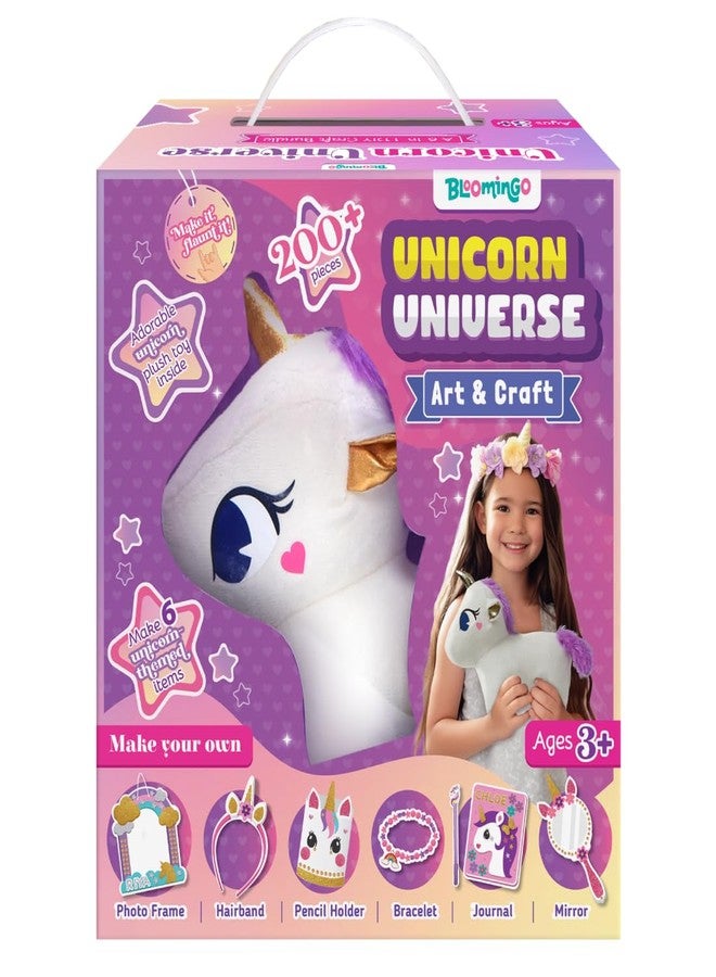 Bloomingo DIY 6-in-1 Unicorn Universe : 200+ Piece Unicorn-Themed DIY Craft Activity Set | DIY Craft Kits Creative & STEM Educational Gift for Girls Age 4 & Above | Birthday & Return Gift for Kids - Image 1