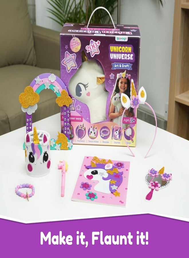 Bloomingo DIY 6-in-1 Unicorn Universe : 200+ Piece Unicorn-Themed DIY Craft Activity Set | DIY Craft Kits Creative & STEM Educational Gift for Girls Age 4 & Above | Birthday & Return Gift for Kids - Image 3