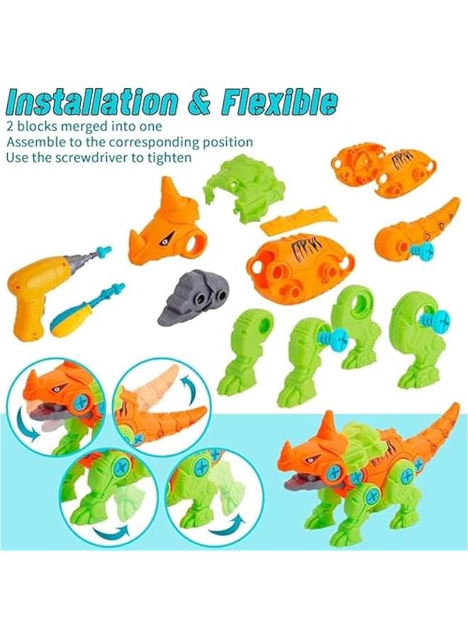 HOOKOR Dinosaur Toys for 3, 4, 5, 6, 7 Year Old Boys, Take Apart Toys with Electric Drill for Kids, STEM Educational Construction Building Toys, Ideal Xmas Birthday Gift, Incl Tyrannosaurus Rex Triceratop - Image 3