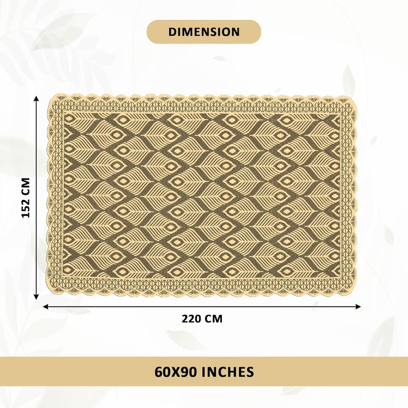 Kuber Industries Net Cotton Table Cloth for 6 Seater Dining Table | 60x90 Inch | Durable & Washable Table Sheet & Protector Cover for Home, Office & Restaurants | Pankh Design-Golden - Image 3