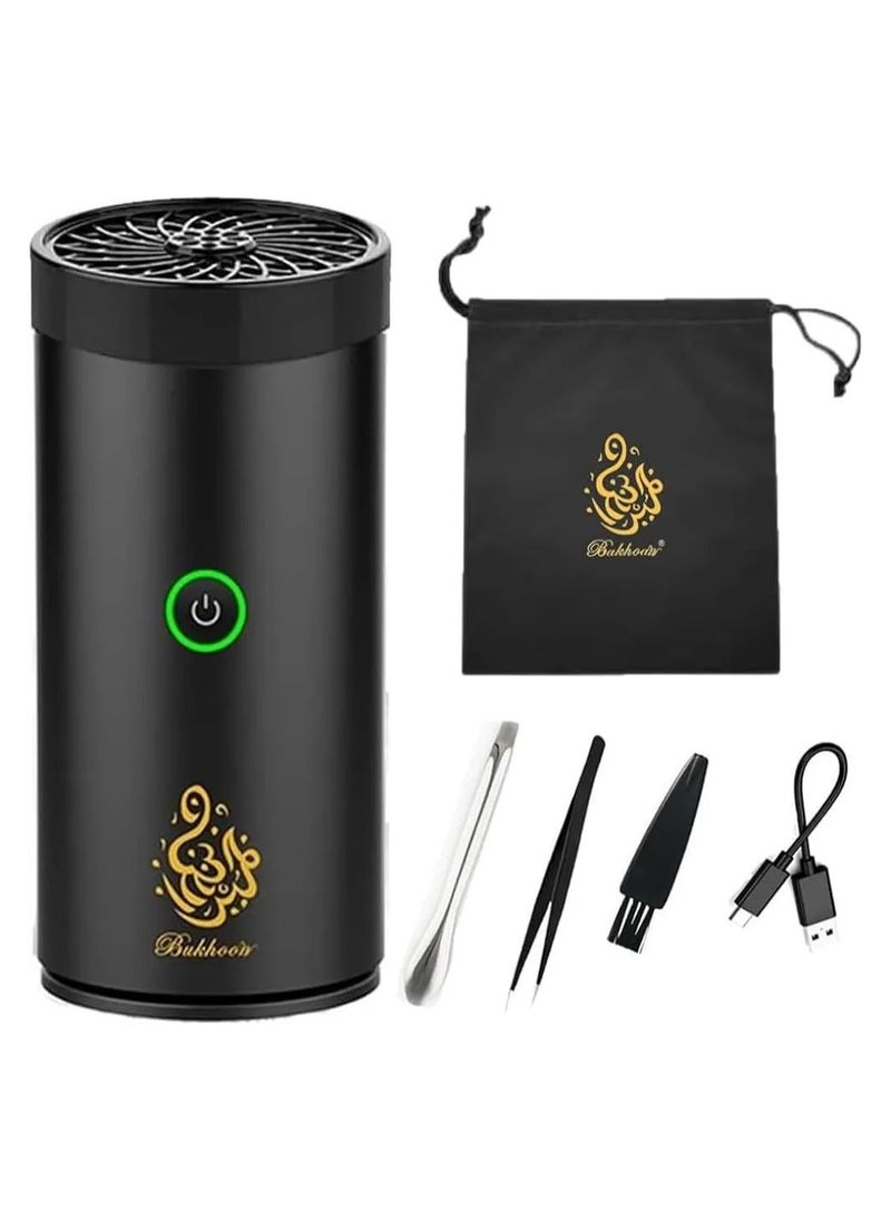 Bakhoor - Portable Electric Incense Burner, Arabian Aroma Diffuser, USB Mini Car Incense Burner, Arabic Bukhoor Incense For Home or Car (Black) - Image 1