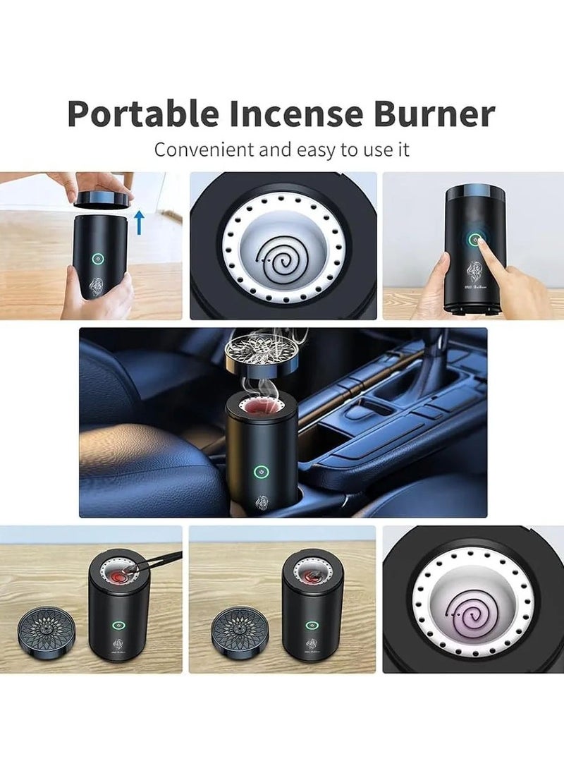 Bakhoor - Portable Electric Incense Burner, Arabian Aroma Diffuser, USB Mini Car Incense Burner, Arabic Bukhoor Incense For Home or Car (Black) - Image 1