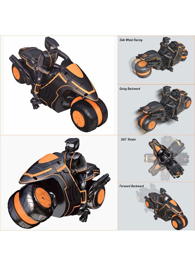 Karoter Remote Control Motorcycles , 360° Spinning Action Rotating Drift Stunt Motorbike 2WD High Speed Rc Motorbikes 2.4Ghz Radio Control Motorcyle with Riding Figure Toys for Kids Boys - Image 2