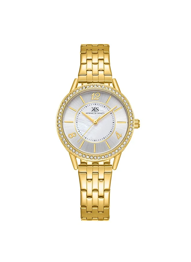 كينيث سكوت Kenneth Scott K23537-GBGM Women Analog Display Watch & Stainless Steel Strap Gold