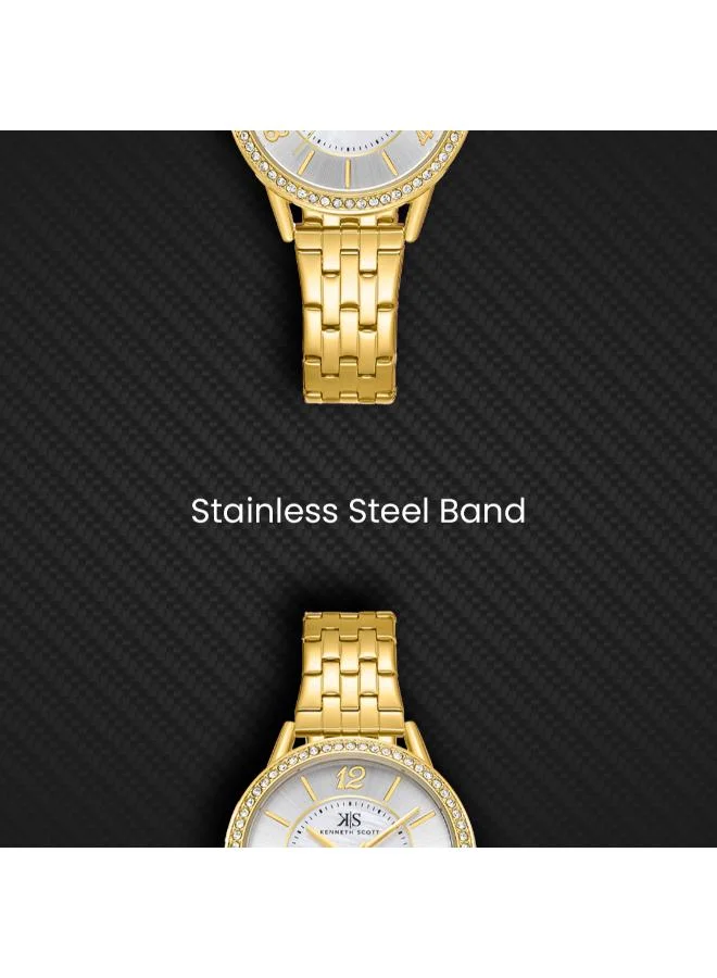 Kenneth Scott White Women's Stainless Steel Analog Watch K23537-GBGM - 32 mm for Women | Best Price UAE